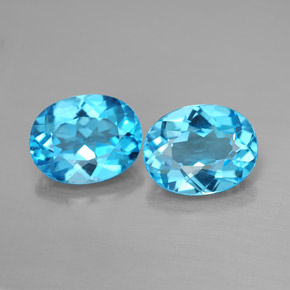 캐럿 천연 스위스 블루 토파즈 보석, 타원형 컷, 9.2×7.2 mm, VVS