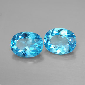캐럿 천연 스위스 블루 토파즈 보석, 타원형 컷, 9.2×7.2 mm, VVS