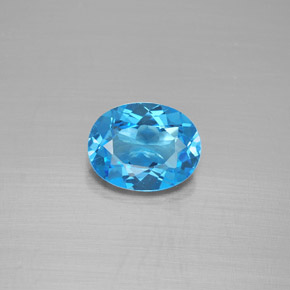 2.08캐럿 천연 스위스 블루 토파즈, 타원형 컷, 9.1×7.1 mm, VVS-VS