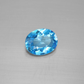2.08캐럿 천연 스위스 블루 토파즈, 타원형 컷, 9.1×7.1 mm, VVS-VS
