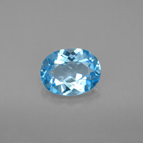 2.05캐럿 천연 스위스 블루 토파즈, 타원형 컷, 9.1×7.1 mm, VVS
