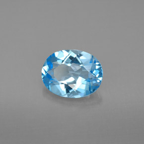 2.05캐럿 천연 스위스 블루 토파즈, 타원형 컷, 9.1×7.1 mm, VVS