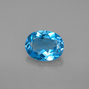 2.25캐럿 천연 스위스 블루 토파즈, 타원형 컷, 9.2×7.2 mm, VVS