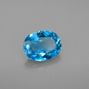 2.25캐럿 천연 스위스 블루 토파즈, 타원형 컷, 9.2×7.2 mm, VVS