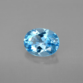 2.38캐럿 천연 스위스 블루 토파즈, 타원형 컷, 9×7.1 mm, VVS