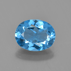 1.98캐럿 천연 스카이 블루 토파즈, 타원형 컷, 9.2×7.2 mm, VVS