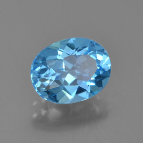 2.40캐럿 천연 스카이 블루 토파즈, 타원형 컷, 9×7.1 mm, VVS