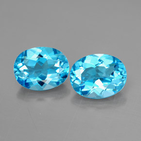 캐럿 천연 스위스 블루 토파즈 보석, 타원형 컷, 9×7 mm, VVS