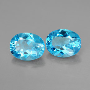 캐럿 천연 스위스 블루 토파즈 보석, 타원형 컷, 9×7 mm, VVS