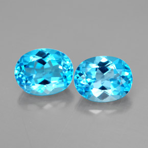 캐럿 천연 스위스 블루 토파즈 보석, 타원형 컷, 9×7.1 mm, VVS