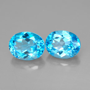 캐럿 천연 스위스 블루 토파즈 보석, 타원형 컷, 9×7.1 mm, VVS