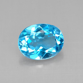2.18캐럿 천연 스위스 블루 토파즈, 타원형 컷, 9.1×7.1 mm, VVS