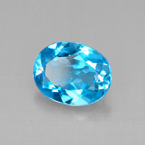 2.18캐럿 천연 스위스 블루 토파즈, 타원형 컷, 9.1×7.1 mm, VVS