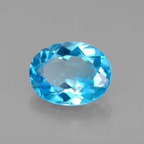 2.21캐럿 천연 스위스 블루 토파즈, 타원형 컷, 9×7.2 mm, VS