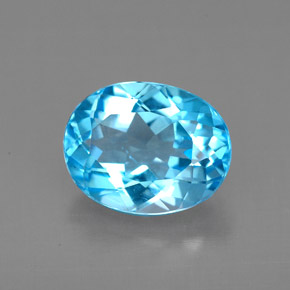2.54캐럿 천연 스위스 블루 토파즈, 타원형 컷, 9.1×7.1 mm, VVS-VS