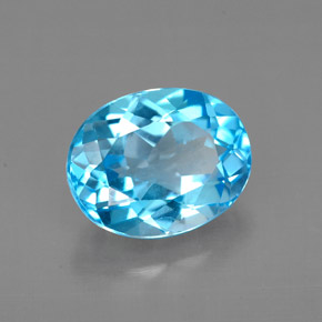 2.54캐럿 천연 스위스 블루 토파즈, 타원형 컷, 9.1×7.1 mm, VVS-VS