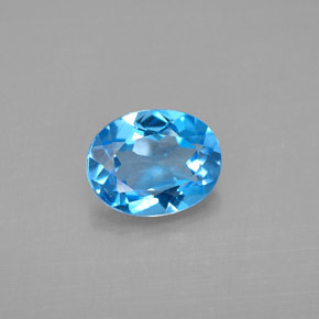 2.13캐럿 천연 스위스 블루 토파즈, 타원형 컷, 9×7.1 mm, VVS