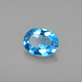 2.13캐럿 천연 스위스 블루 토파즈, 타원형 컷, 9×7.1 mm, VVS