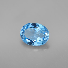 2.16캐럿 천연 스위스 블루 토파즈, 타원형 컷, 9.1×7.1 mm, VVS