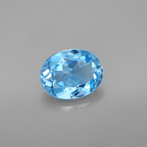 2.16캐럿 천연 스위스 블루 토파즈, 타원형 컷, 9.1×7.1 mm, VVS