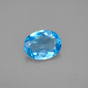 1.91캐럿 천연 스위스 블루 토파즈, 타원형 컷, 9.1×7.2 mm, VS
