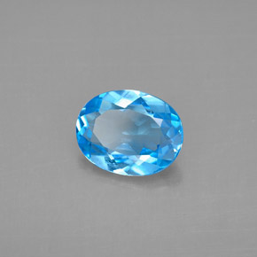 1.91캐럿 천연 스위스 블루 토파즈, 타원형 컷, 9.1×7.2 mm, VS
