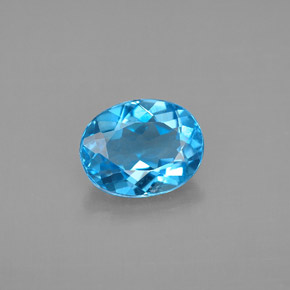 2.22캐럿 천연 스위스 블루 토파즈, 타원형 컷, 9×7.2 mm, VVS-VS
