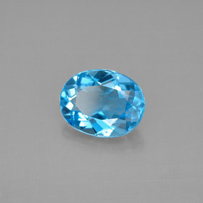 2.22캐럿 천연 스위스 블루 토파즈, 타원형 컷, 9×7.2 mm, VVS-VS