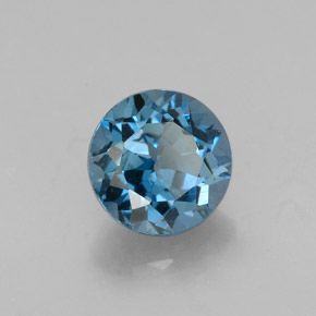 2.70캐럿 천연 런던 블루 토파즈, 라운드 컷, 8.09 mm, VVS-VS
