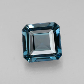 1.56캐럿 천연 런던 블루 토파즈, 에메랄드 컷, 6.8×6.7 mm, VVS-VS