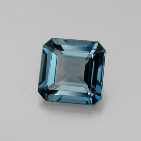 1.56캐럿 천연 런던 블루 토파즈, 에메랄드 컷, 6.8×6.7 mm, VVS-VS