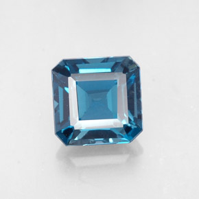 1.62캐럿 천연 런던 블루 토파즈, 에메랄드 컷, 6.7×6.6 mm, VVS