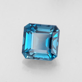 1.62캐럿 천연 런던 블루 토파즈, 에메랄드 컷, 6.7×6.6 mm, VVS