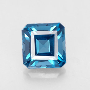 2.23캐럿 천연 런던 블루 토파즈, 에메랄드 컷, 7.4×7.2 mm, VVS