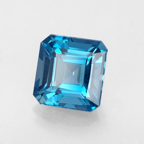 2.23캐럿 천연 런던 블루 토파즈, 에메랄드 컷, 7.4×7.2 mm, VVS