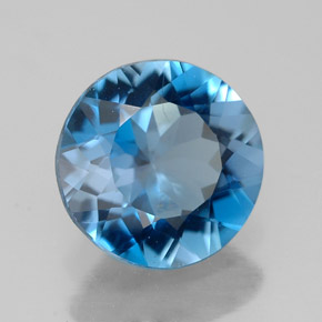 2.58캐럿 천연 런던 블루 토파즈, 라운드 컷, 8.89 mm, VVS