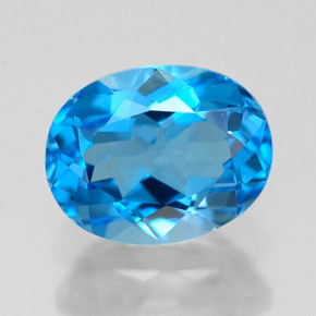 2.57캐럿 천연 스위스 블루 토파즈, 타원형 컷, 9.1×7.1 mm, VVS