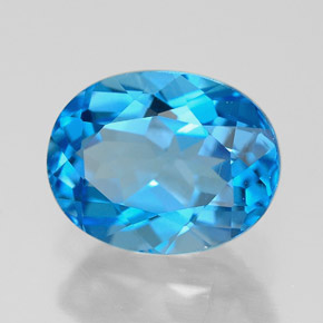 2.57캐럿 천연 스위스 블루 토파즈, 타원형 컷, 9.1×7.1 mm, VVS