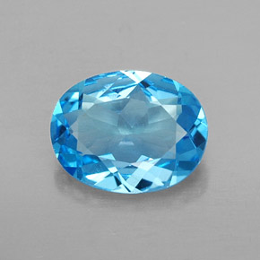 1.85캐럿 천연 스위스 블루 토파즈, 타원형 컷, 9.1×7.1 mm, VVS