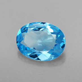 1.85캐럿 천연 스위스 블루 토파즈, 타원형 컷, 9.1×7.1 mm, VVS