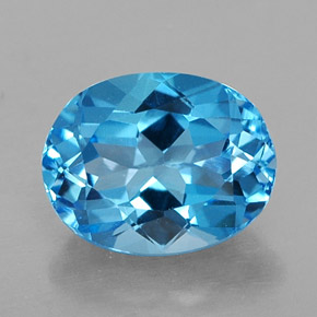 2.54캐럿 천연 스위스 블루 토파즈, 타원형 컷, 9.1×7.1 mm, VVS