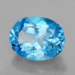 2.54캐럿 천연 스위스 블루 토파즈, 타원형 컷, 9.1×7.1 mm, VVS