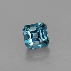 1.12캐럿 천연 런던 블루 토파즈, 에메랄드 컷, 5.3×5.2 mm, VS