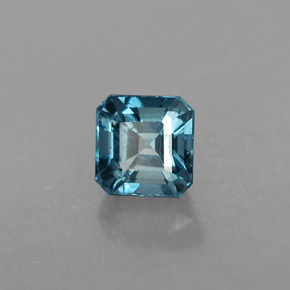 1.12캐럿 천연 런던 블루 토파즈, 에메랄드 컷, 5.3×5.2 mm, VS