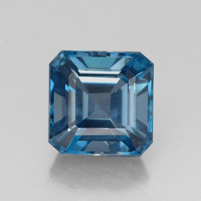 2.46캐럿 천연 런던 블루 토파즈, 에메랄드 컷, 7.2×7.2 mm, VS