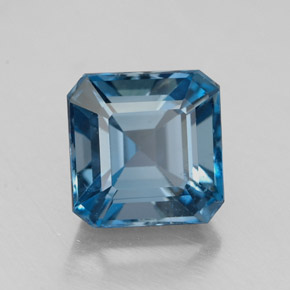 2.46캐럿 천연 런던 블루 토파즈, 에메랄드 컷, 7.2×7.2 mm, VS