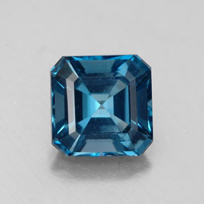2.19캐럿 천연 런던 블루 토파즈, 에메랄드 컷, 7.2×7.2 mm, VS