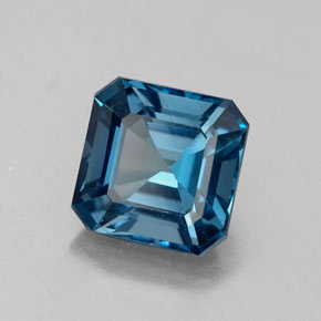 2.19캐럿 천연 런던 블루 토파즈, 에메랄드 컷, 7.2×7.2 mm, VS