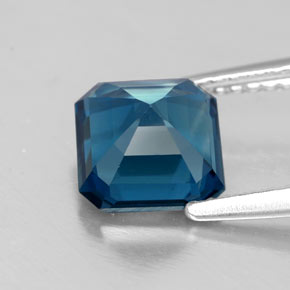 2.19캐럿 천연 런던 블루 토파즈, 에메랄드 컷, 7.2×7.2 mm, VS