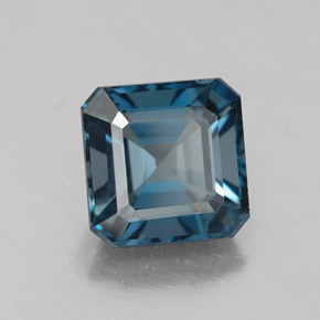 2.34캐럿 천연 런던 블루 토파즈, 에메랄드 컷, 7.2×7.2 mm, VS-SI